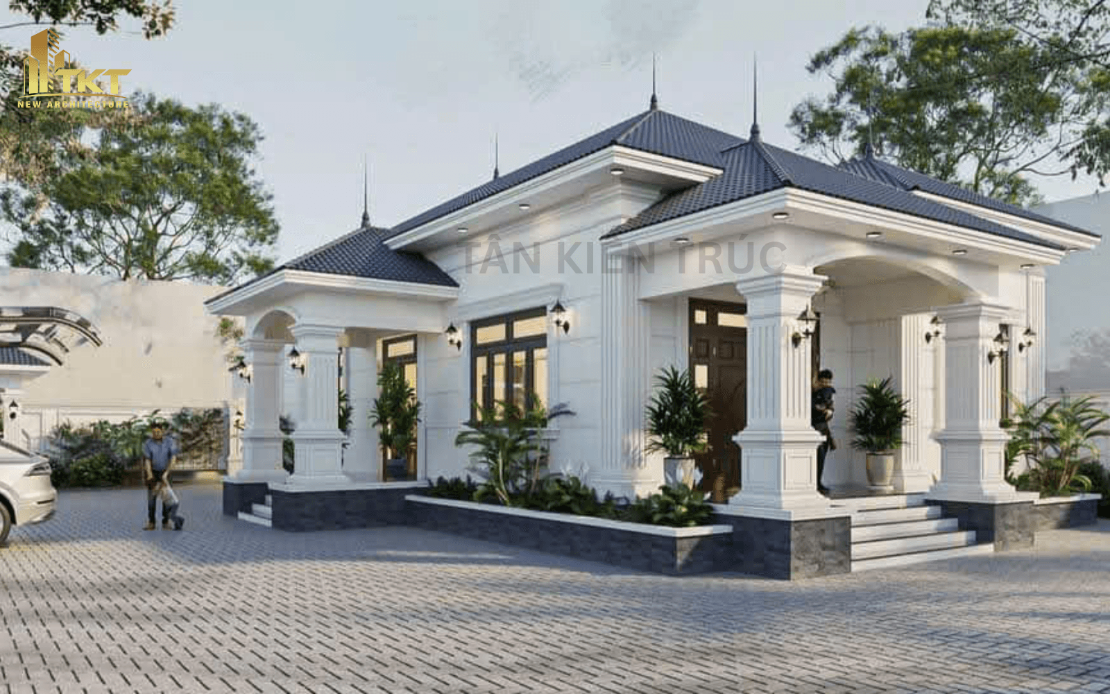Biệt Thự Nhà Vườn 1 Tầng Phong Cách Tân Cổ Điển
